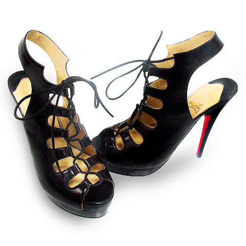 Purchase Christian Louboutin Podium Lace-Up Sandals/Black - www ...